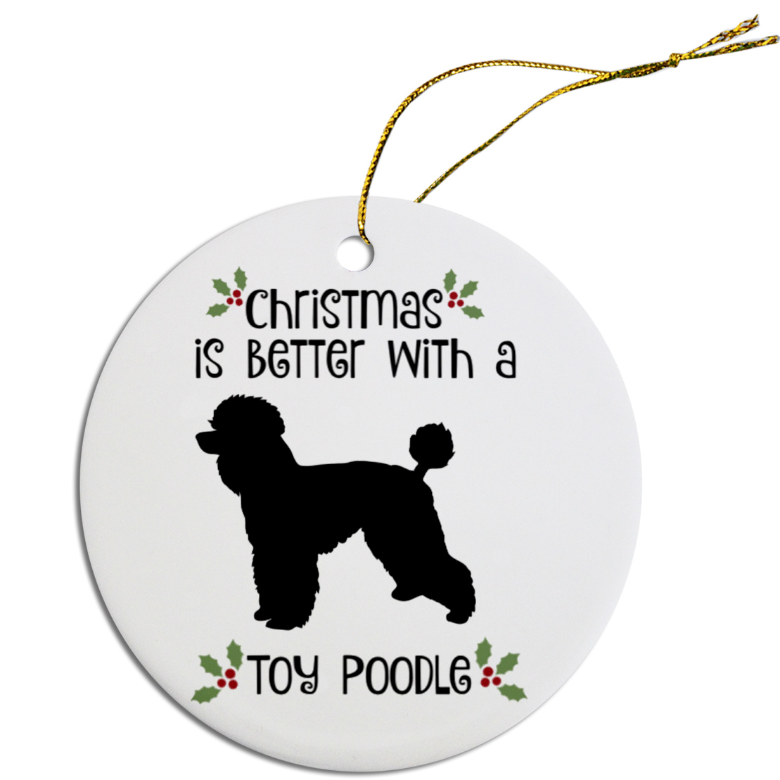 Breed Specific Round Christmas Ornament Toy Poodle